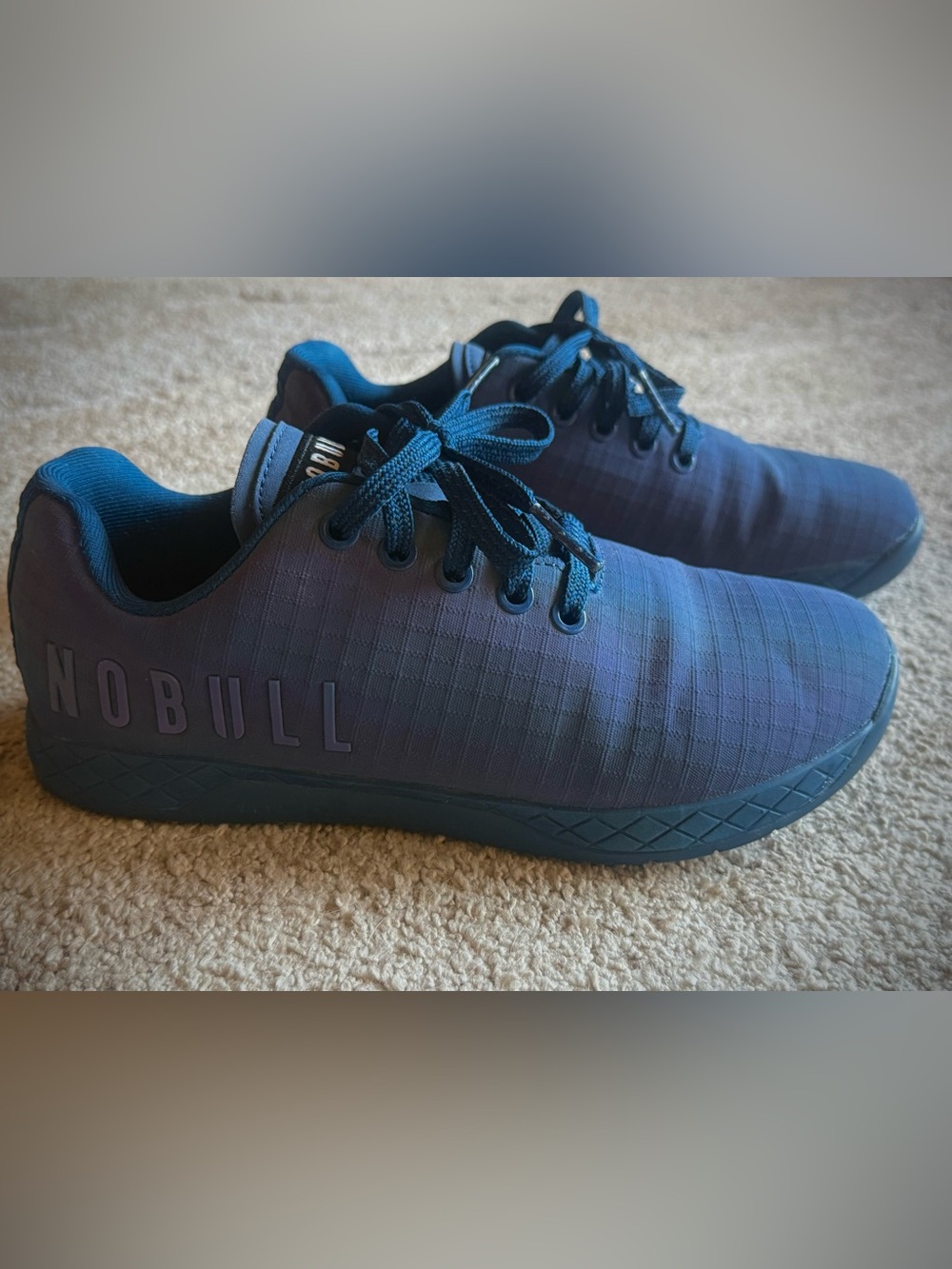 Nobull Outwork Ripstop IR Blue Cross Weightlifting Shoe Women size 7 Men 5.5
